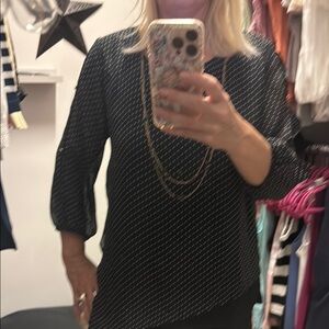 Robert Louis Black and White Blouse Elegant Top